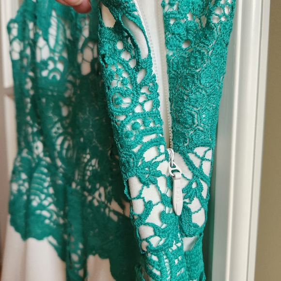 Moulinette Soeurs Arbor Lace Fit And Flare Cocktail Dress Green Cream Skirt 4 - Picture 15 of 17